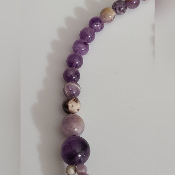 Amethyst graduated beaded necklace ARTISAN beautiful silver tone clasp 22.5" vtg - Picture 7 of 16